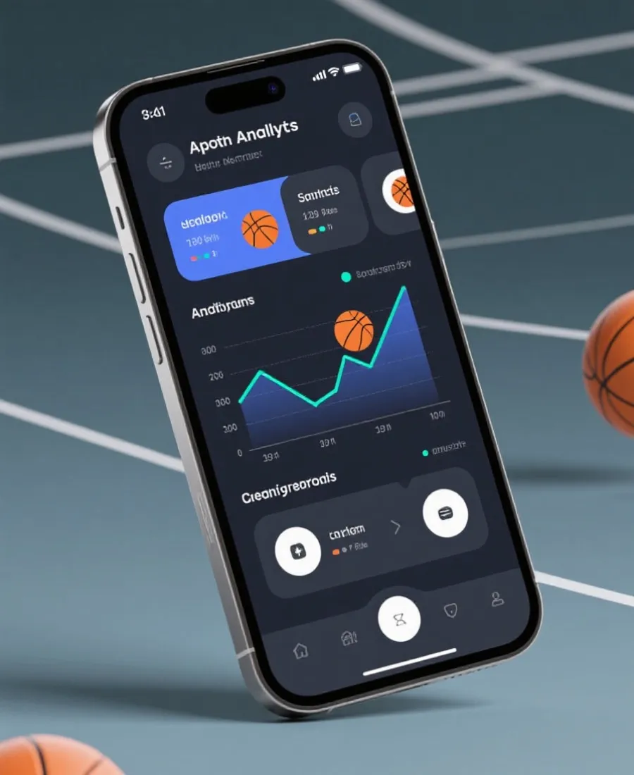 虚拟篮球移动端玩法示意